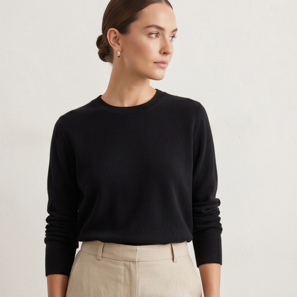 Chico's 3 Black Long Sleeve Knit Pullover Sweater XL Minimalist Dark Academia